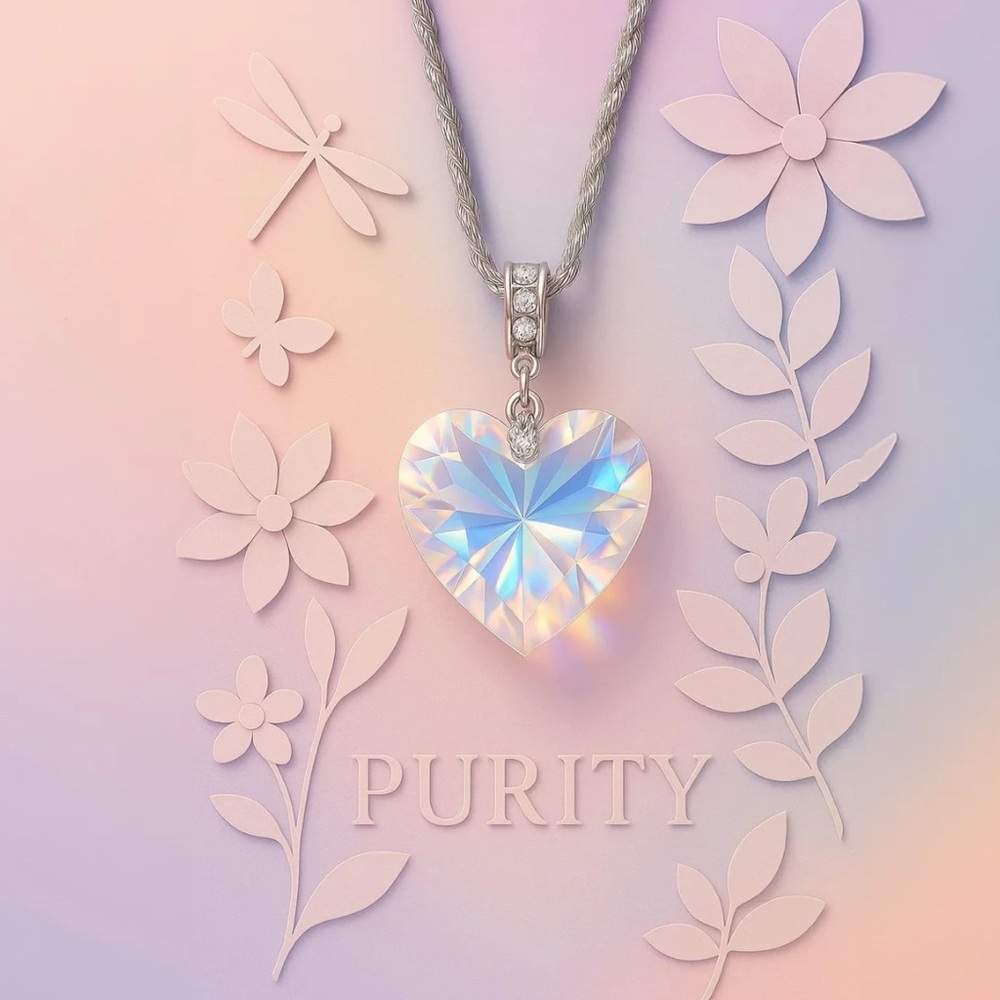 Gorgeous Heart Necklace pendant Swarovski Crystal Aurore Boreale April BNIB